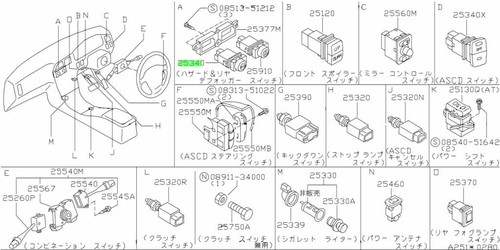 Switch assembly rear defogger - switch,