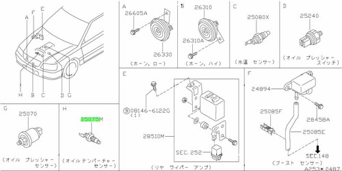 Plug oil cooler for - oil, nissan